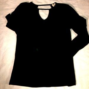 Deep Black Cut Out Long Sleeve